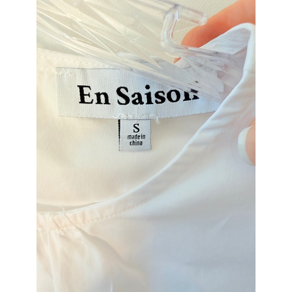 EN SAISON White Puff Sleeve Boho Peasant Cottagecore Romantic Blouse Sz SMALL - Picture 2 of 7